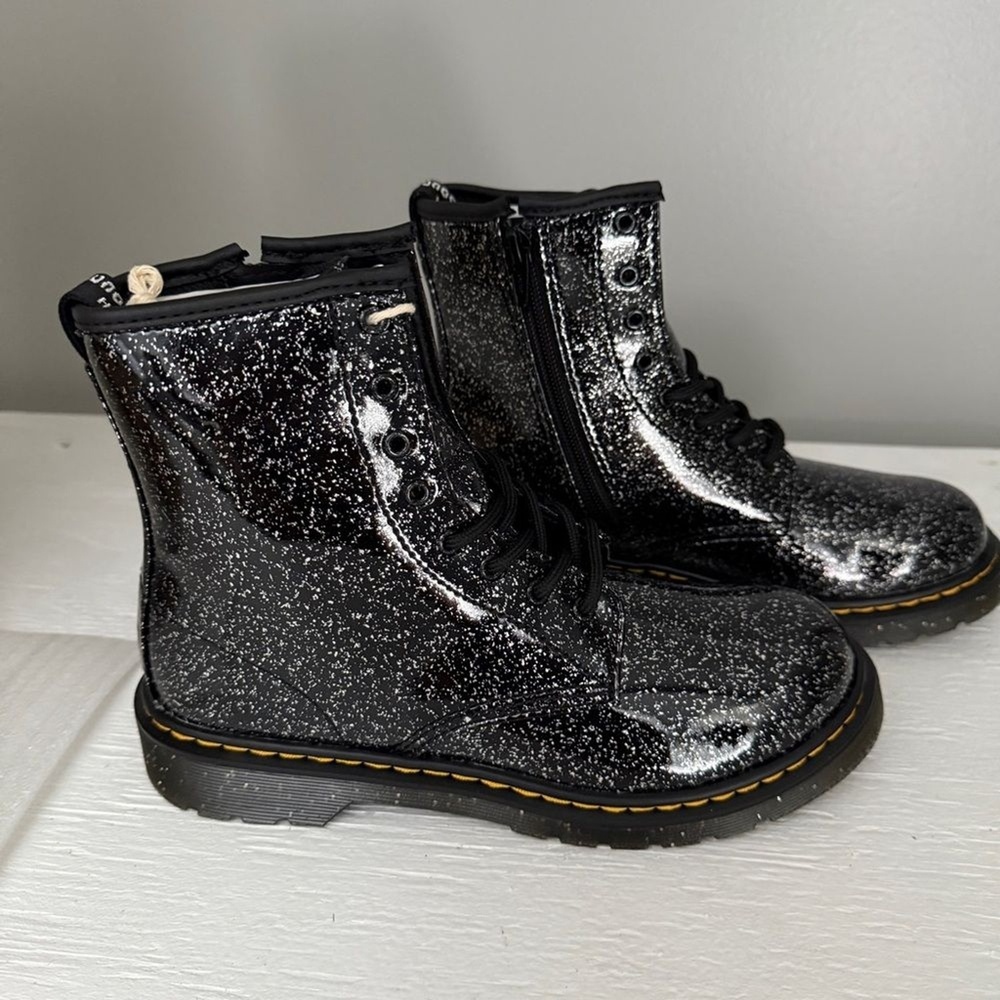 Doc Dr. Martens Cosmic Glitter Core Kids US 6 EU 37 Black 1460 Combat Boots NIB